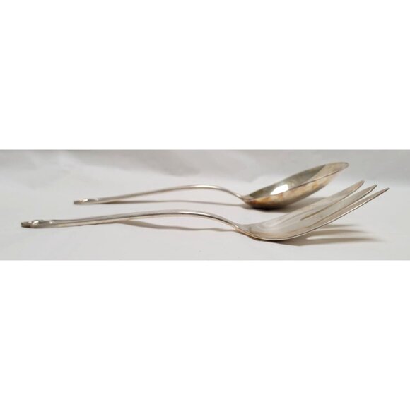 Vintage 1962 International Deep Silver 9" Serving Spoon & Fork Anniversary Rose - Picture 4 of 8